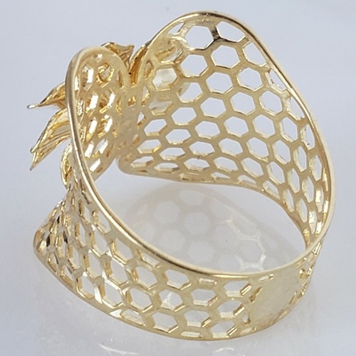 Pre-owned Handmade Big Real 14k Yellow Rose Gold Flower Ring Size 6 7 8 9 In No Stone