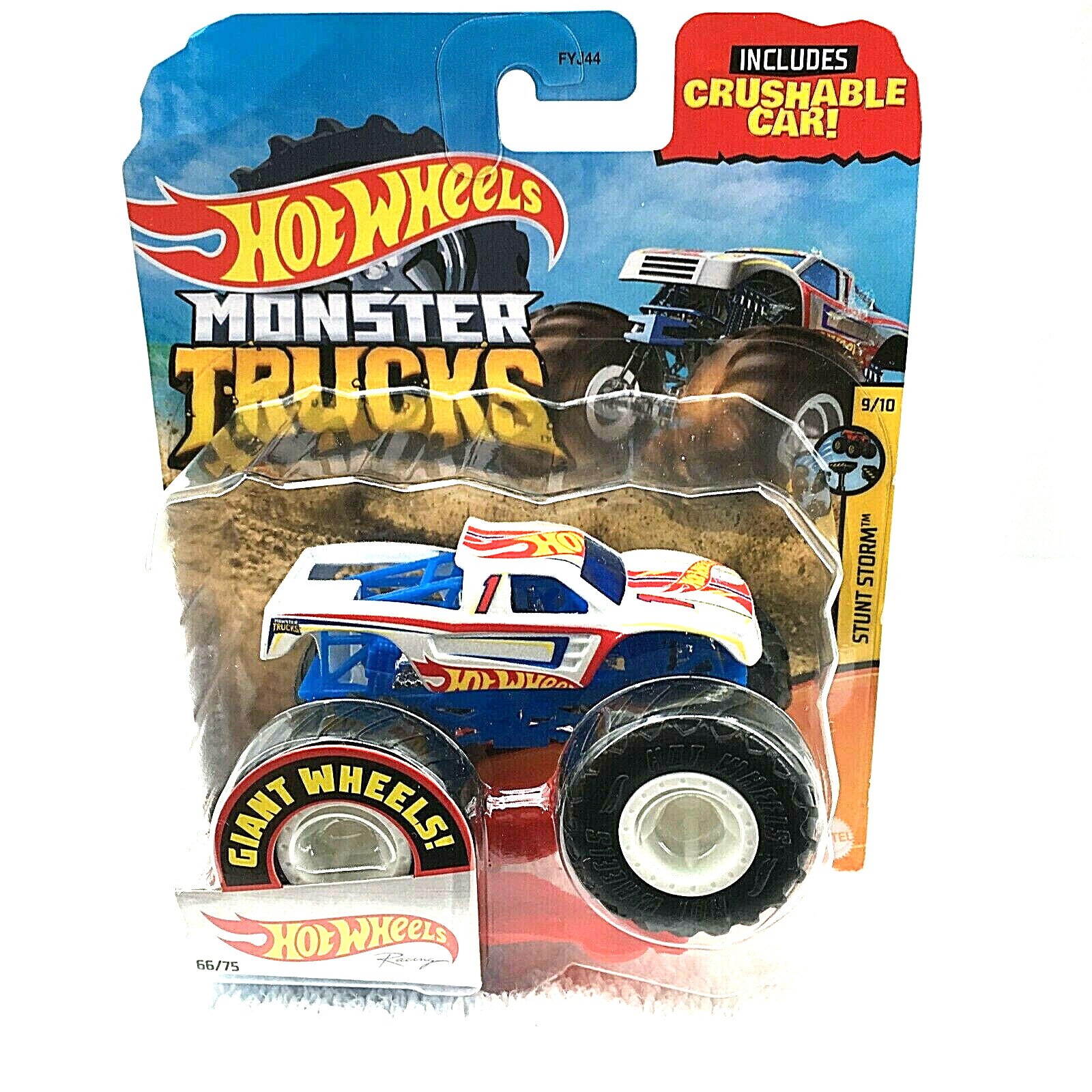 Monster Trucks Giant Wheels Stunt Storm Includes Crushable Car New