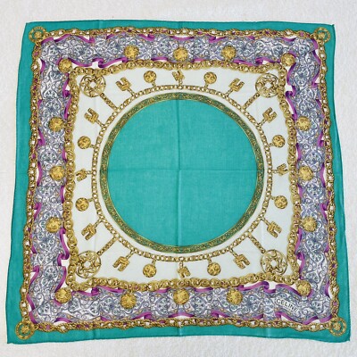 Celine Vintage Scarf handkerchief Cotton Hair Bag Purse Women Neck Head Neck