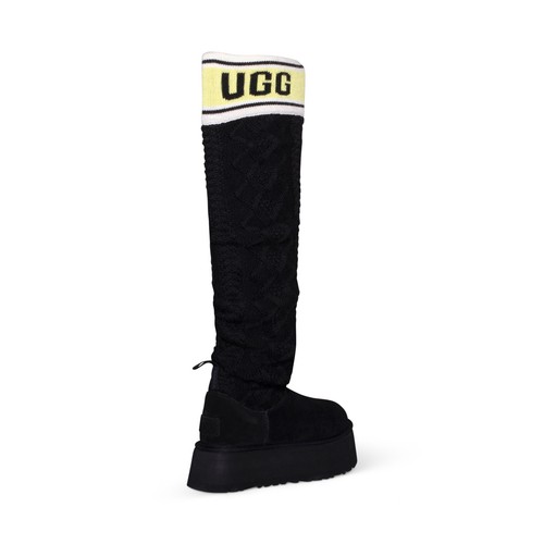 Pre-owned Ugg Classic Sweater Letter Tall Black Sheepskin Women's Boots Size Us 8/uk 6