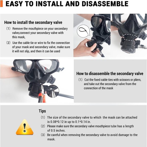 180° View Panoramic Full Face Scuba Diving Mask Support Scuba Tank for GoPro DJI