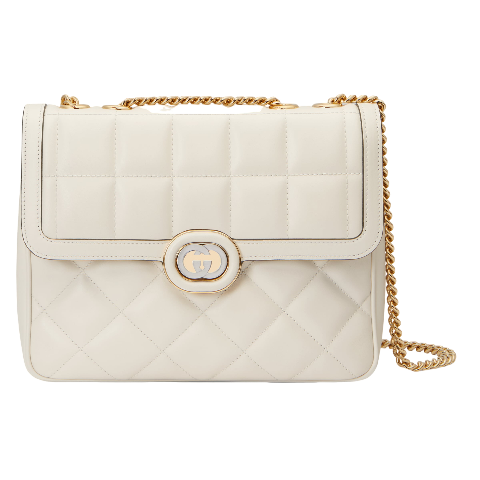 GUCCI Deco Small Off White Quilted Leather Shoulder Bag New