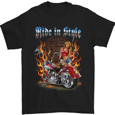 Biker Ride in Style Chopper Motorcycle Mens T Shirt 100 Cotton