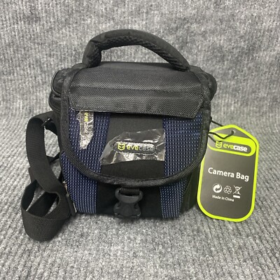EveCase Small Nylon Camera Bag Black Multi Storage Zipper Pockets Shoulder Strap