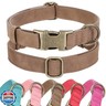 Jumpress Soft Leather Dog Collar for Small Medium Large Dogs, Heavy Duty Dog Collar Leather with Quick Release Metal Buckle, Durable and Adjustable for Large Dogs Walking (Brown, L)