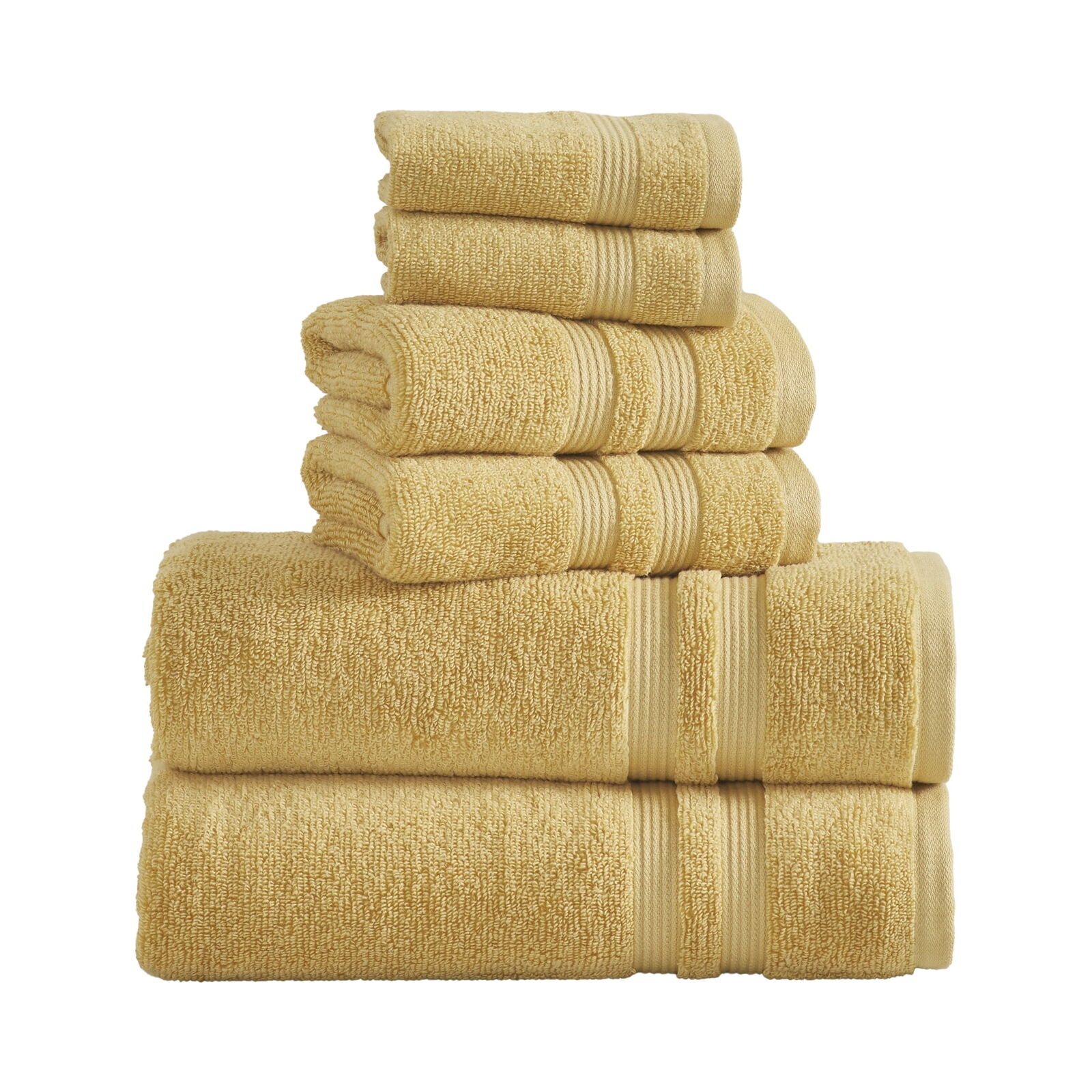 Mainstays Performance Textured 6 Piece Bath Towel Set Golden Curry 87 Cotton eBay