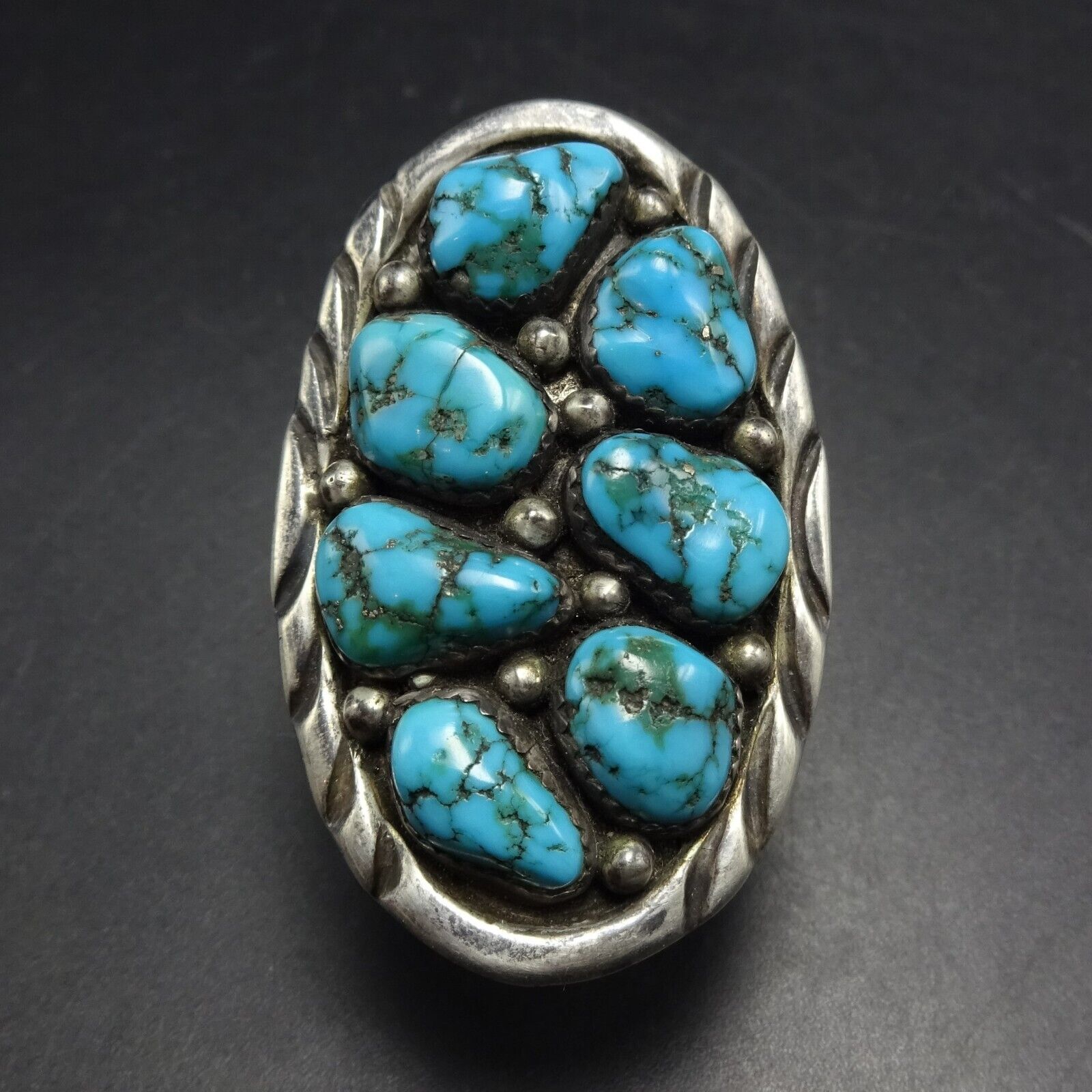 Vintage BENNY TOUCHINE Navajo TURQUOISE CLUSTER Sterling