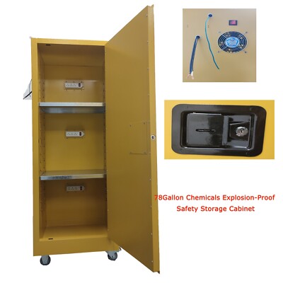 78Gallon Chemicals Explosion-Proof Safety Storage Cabinet 23x18x66 in w/Socket