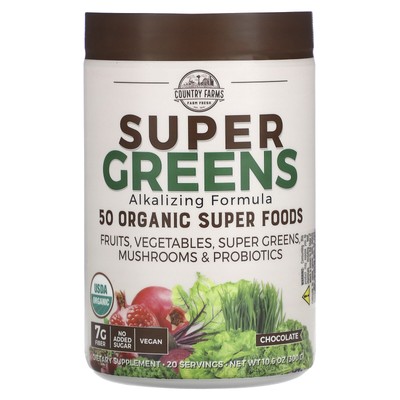 Super Greens, Подщелачивающая формула, шоколад, 10,6 унций (300 г)