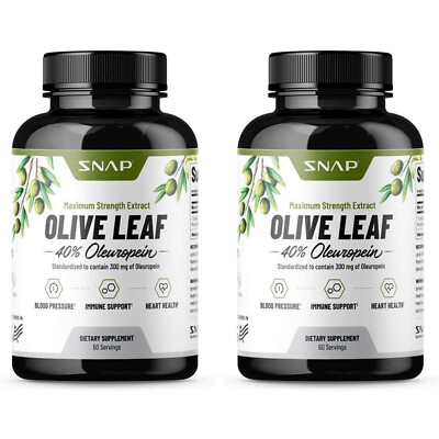 Olive Leaf Extract 40% Oleuropein Capsules - Blood Pressure Support SNAP- 2 pack