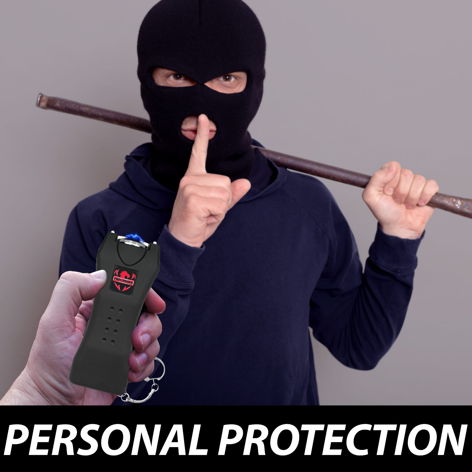 FIGHTSENSE Rechargeable Stun Gun 10 Mil Volts With Led Light Extremely Powerful