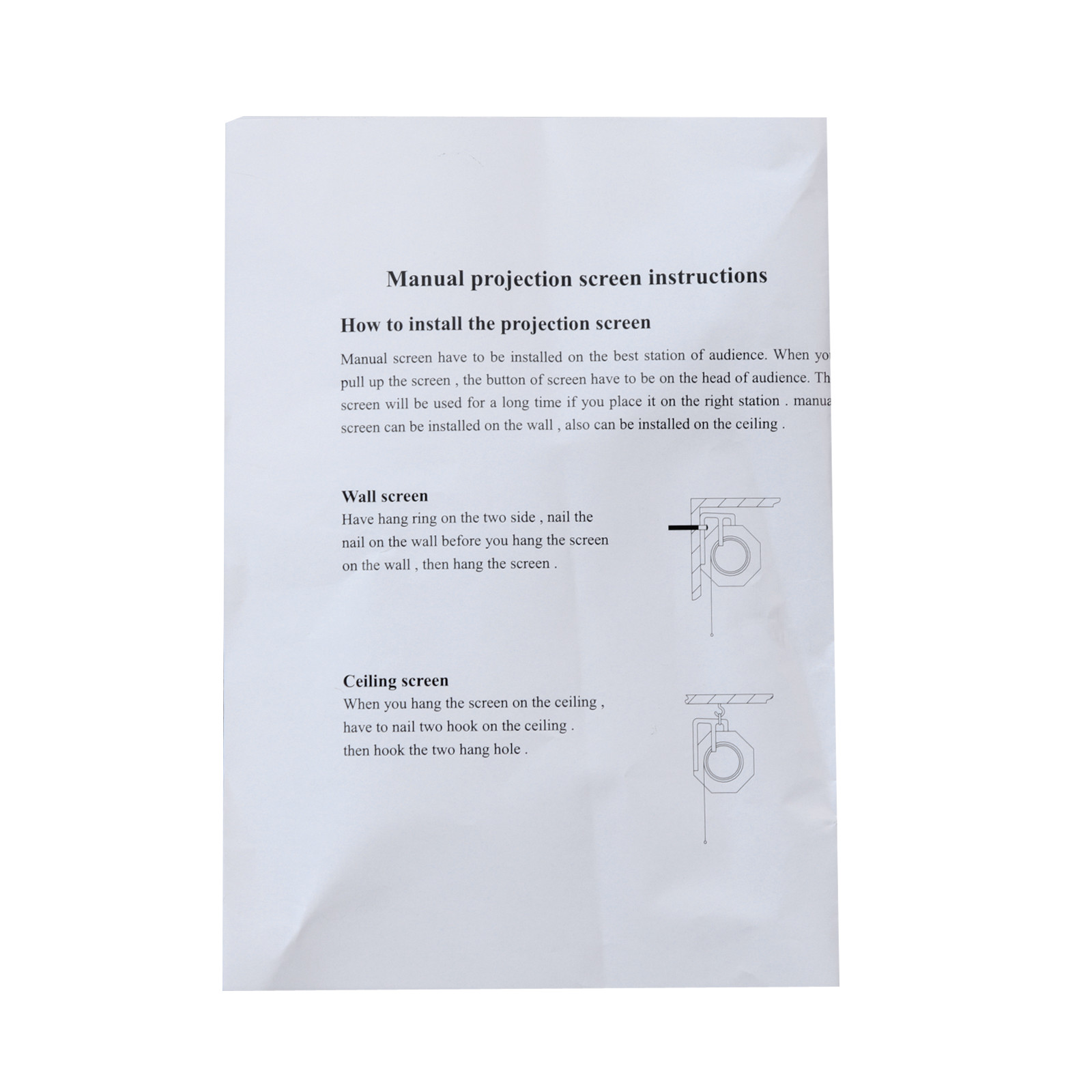 120'' Projector Screen Projection Screen Manual Pull Down HD Screen 1:1 Format