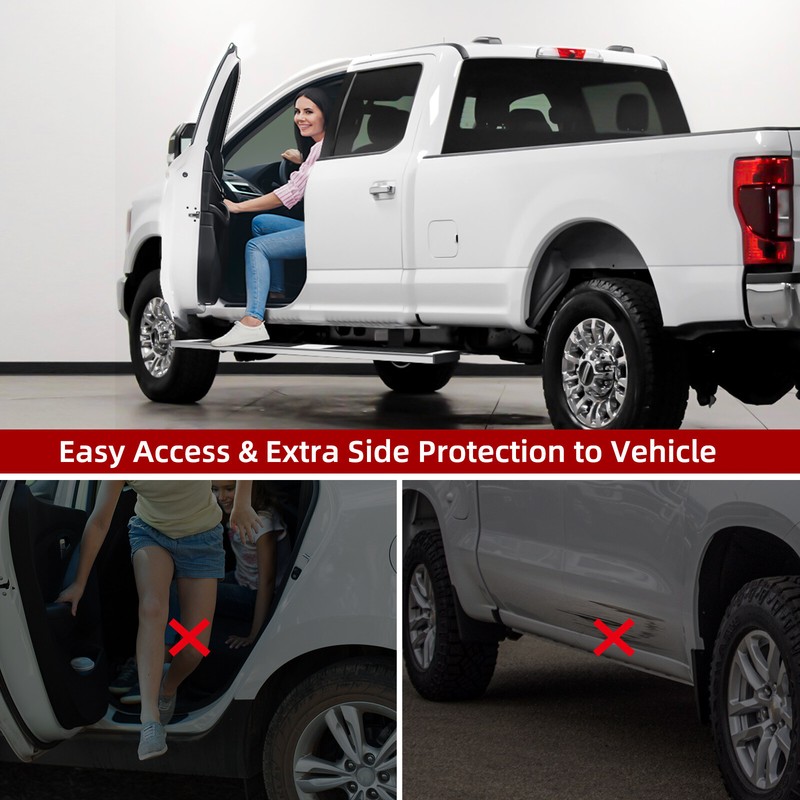 Running Boards for 2019-2023 Chevy Silverado 1500 Crew Cab 6" Side Step Nerf Bar