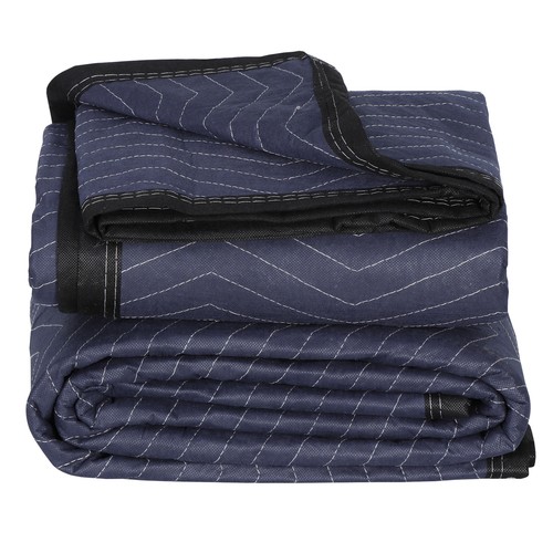 80"x72" Furniture 24 Moving Blankets Protective Shipping Packing Pads Blue/Black