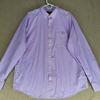 Vineyard Vines Performance Men Size XL Check Long Sleeve Classic Fit Whale Shirt