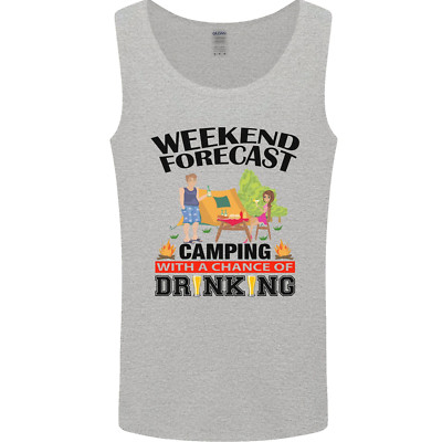 Camping Weekend Forecast Funny Alcohol Beer Mens Vest Tank Top