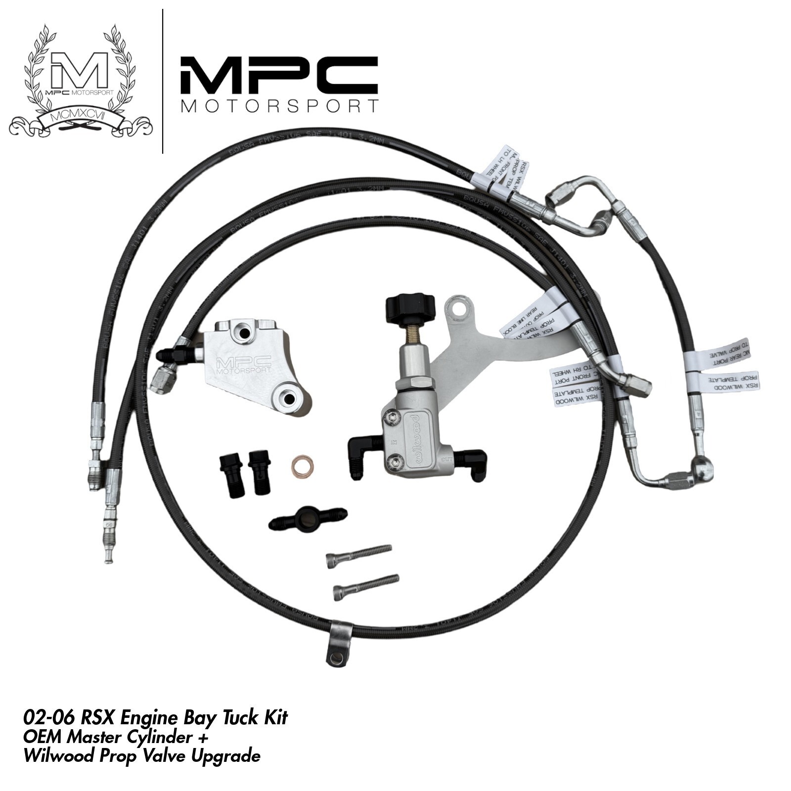 DC5 02-06 RSX Brake Line Tuck Kit w/Wilwood Prop Valve  [Black]