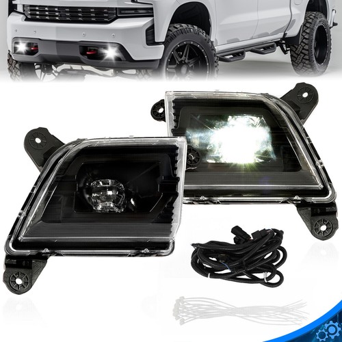 Для 2019-2022 годов выпуска Chevy Silverado 1500 поколения Светодиодные противотуманные фары с прозрачными линзами и проводкой