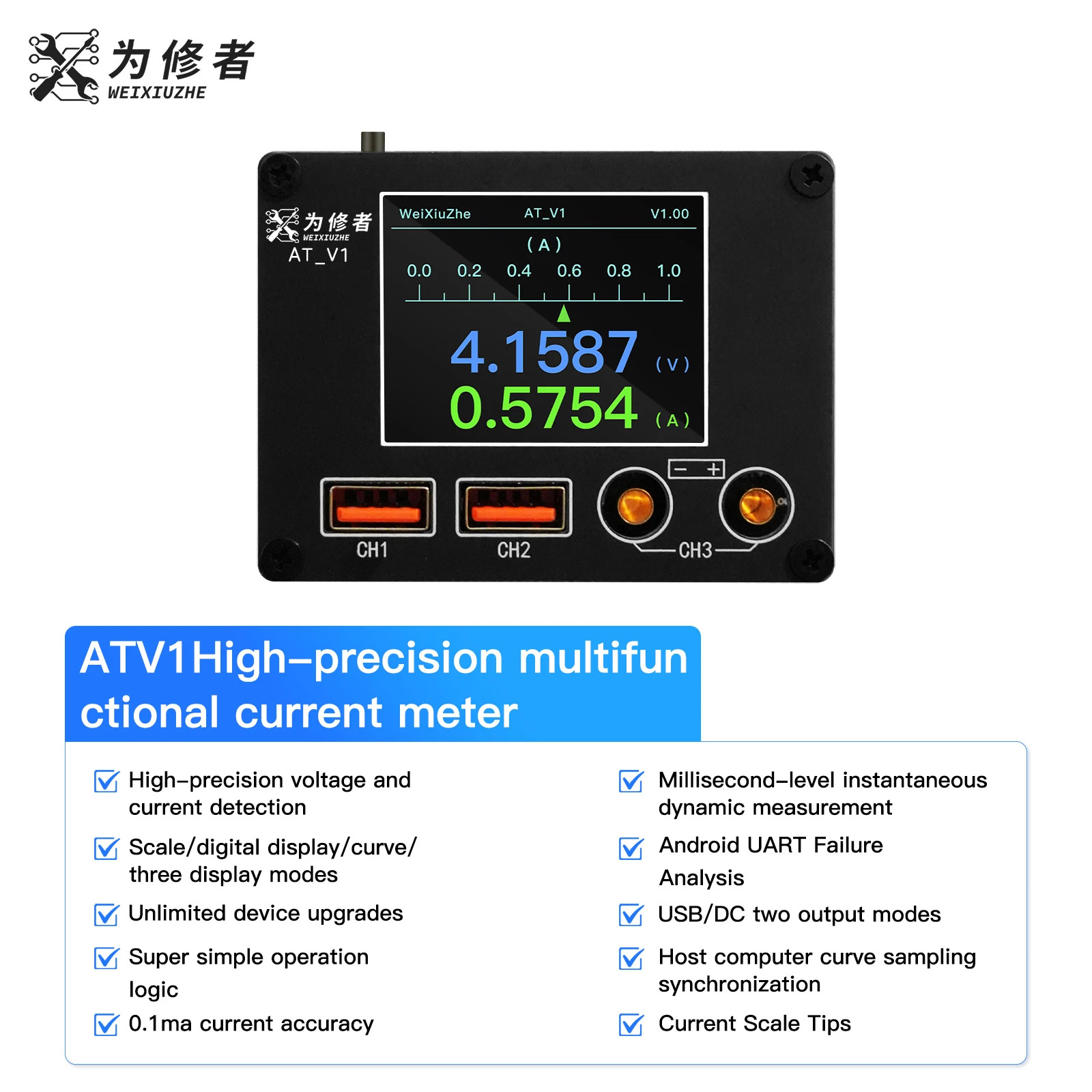 WEIXIUZHE ATV1 Currentmeter Sampling Digital Display UART