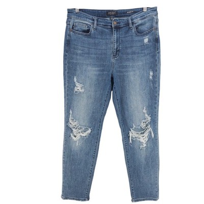 JUDY BLUE Jeans Boyfriend Fit Distressed Ripped Stretch Size 13/31