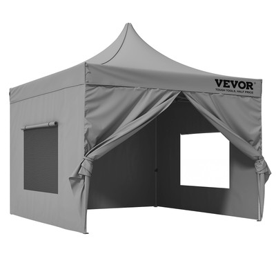 VEVOR Pop Up Canopy Tent Outdoor Gazebo Tent 10x10FT with Sidewalls Dark Gray