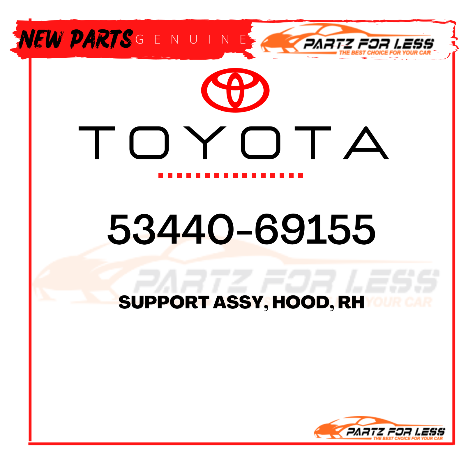 53440-69155 TOYOTA GENUINE SUPPORT ASSY, HOOD, RH 5344069155 NEW 
