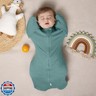 MEXXI Swaddle Baby Sleep Sack With Arms Up, 2 Pack Baby Transitional Swaddle with Double Zipper,100% Organic Cotton Swaddles for Newborns 0.5 TOG (Brown+Sage Green, 3-6 Months)