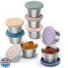 [8 Pack] Salad Dressing Container To Go, 2.4oz Small Condiment Containers with Leakproof Silicone Lids, Reusable Stainless Steel Sauce Cups for Lunch Bento Box, Picnic and Travel