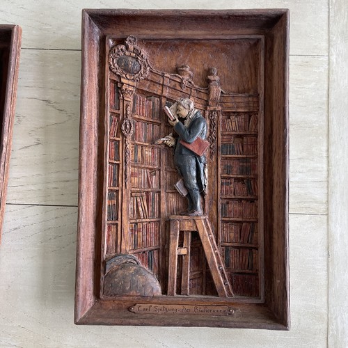 人気の新作 ITALY ANRI VINTAGE 3D 1808 SPITZWEG CARL CARVING WOOD RELIEF 彫刻・オブジェ
