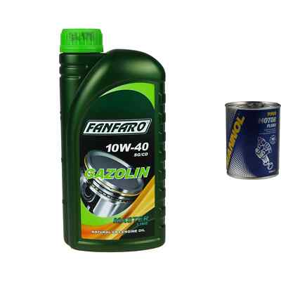 1L Olio Motore FANFARO GAZOLIN 10W-40 1x MANNOL Flush Motore ADDITIVO
