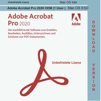 Adobe Acrobat Pro 2020 OEM    MAC OS   ESD   Deutsch    E-Mail Versand  