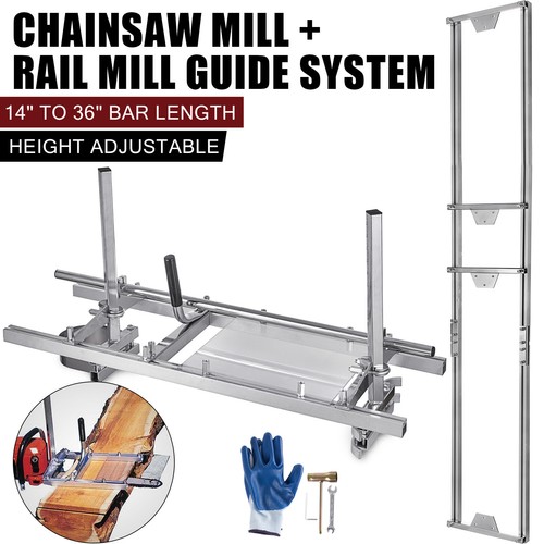 Portable Aluminum 14"-36" Chainsaw Mill Planking With 9FT Rail Mill Guide System