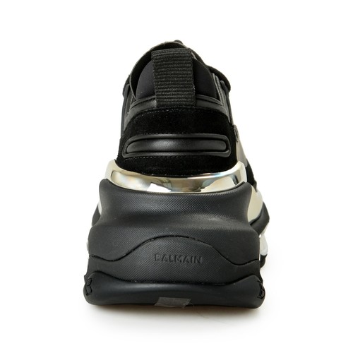 BALMAIN BALMAIN WOMEN'S "B BOLD" CANVAS & LEATHER ATHLETIC SNEAKERS SHOES US 7 EUR 37