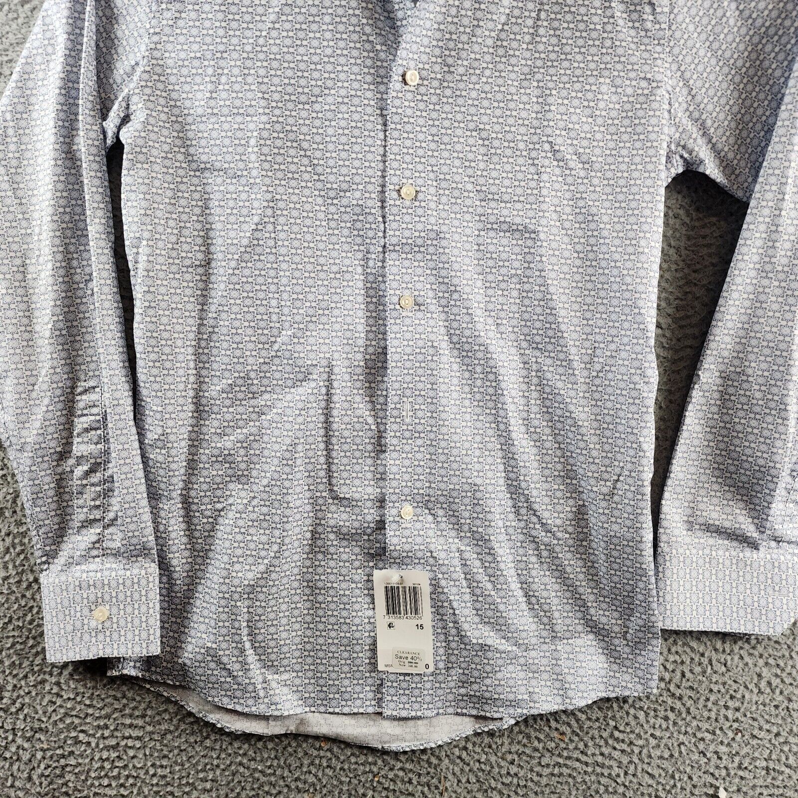 Eton Slim Fit Geometric Print Dress Shirt Men's 38/15 White Multi Long Sleeve - Picture 3 of 13
