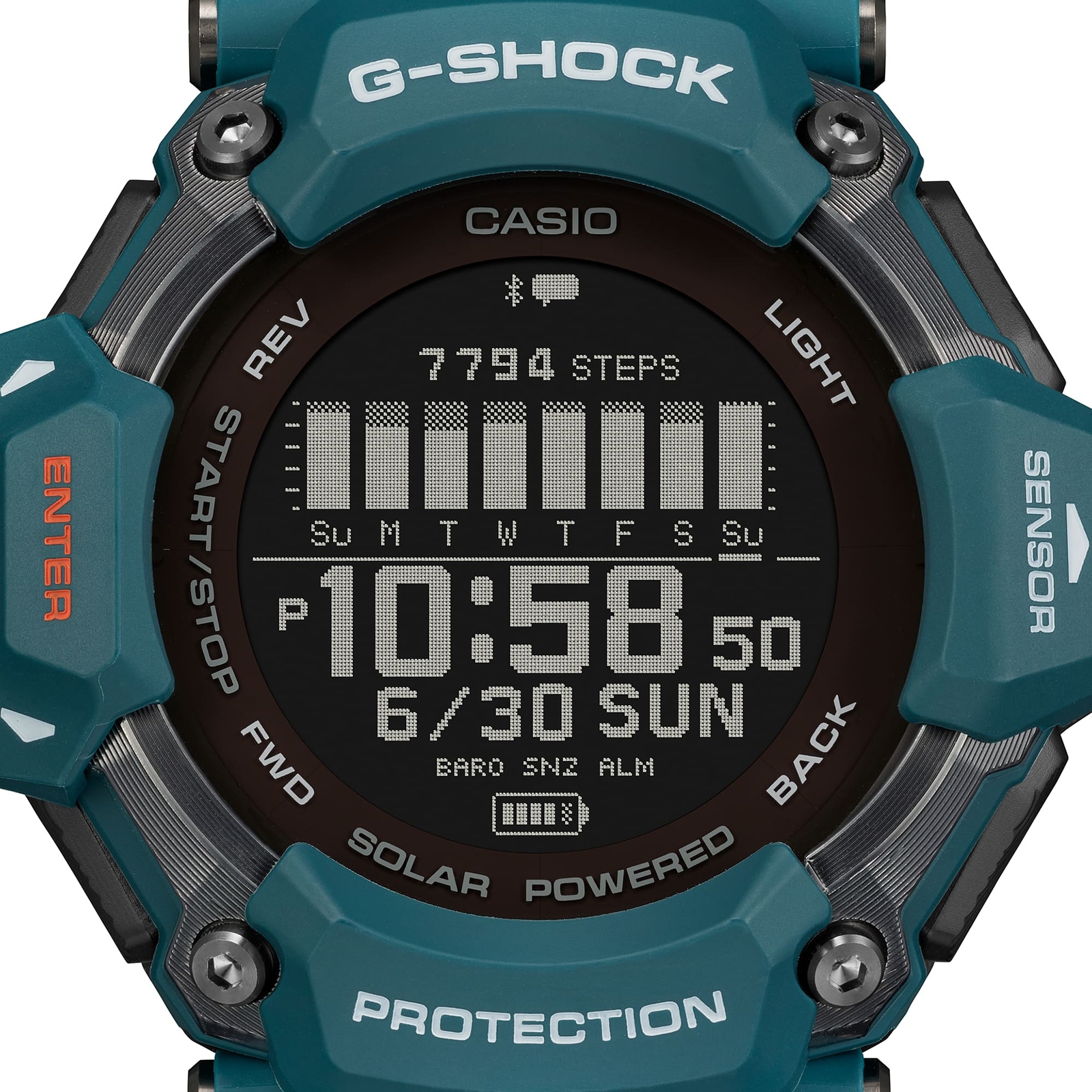 Pre-owned Casio G-shock Gbd-h2000-2jr G-squad Bluetooth Gps Radio Solar Watch Blue