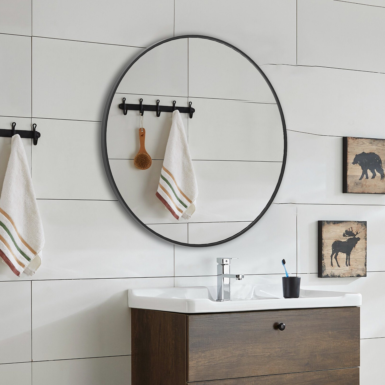 20"-30" Round Wall Mirror,Circle Mirror for Bathroom,Bedroom, Entryway,Vanity