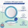 MUCHII 12 Oz Paper Bowls 200 Counts Disposable Bowls, Printed Soak Proof Small Bowls for Breakfast, Lunch, and Dinner Meals