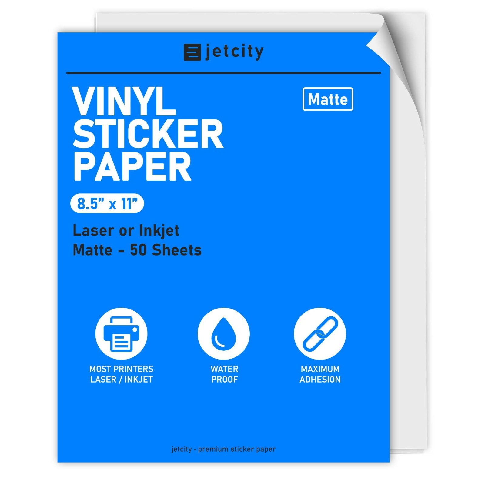50 Matte Sticker/Label Paper for Inkjet & Laser Printers - 50 Matte - 8.5 x 11