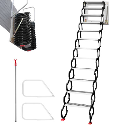 VEVOR 9.8ft Attic Ladder 12 Steps Loft Steps Stairs Wall Mounted Loft Ladder