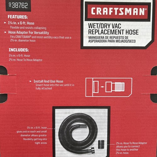CRAFTSMAN CMXZVBE38762 1-1/4 In. X 6 Ft. Friction Fit Wet/Dry Vacuum Hose for Sh