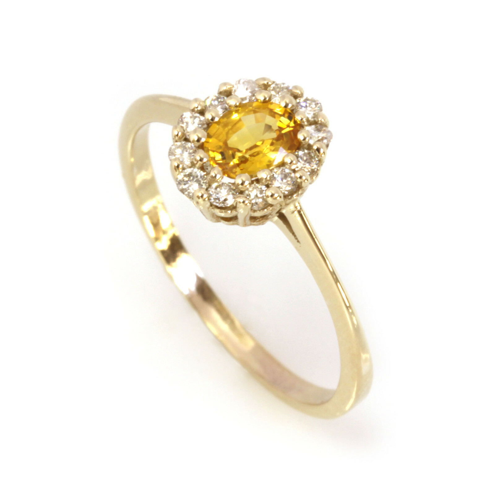 Pre-owned Jewelry By Arsa 0.8 Ctw Natural Yellow Sapphire & Diamond 14k Yellow Gold Halo Engagement Ring