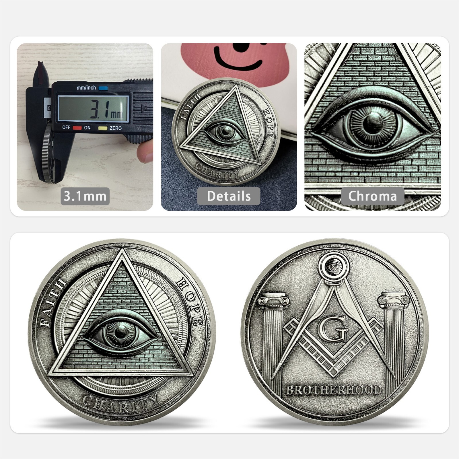 Masonic Coin Freemason Commemorative Coin Eye of Providence&Masonic Symbol