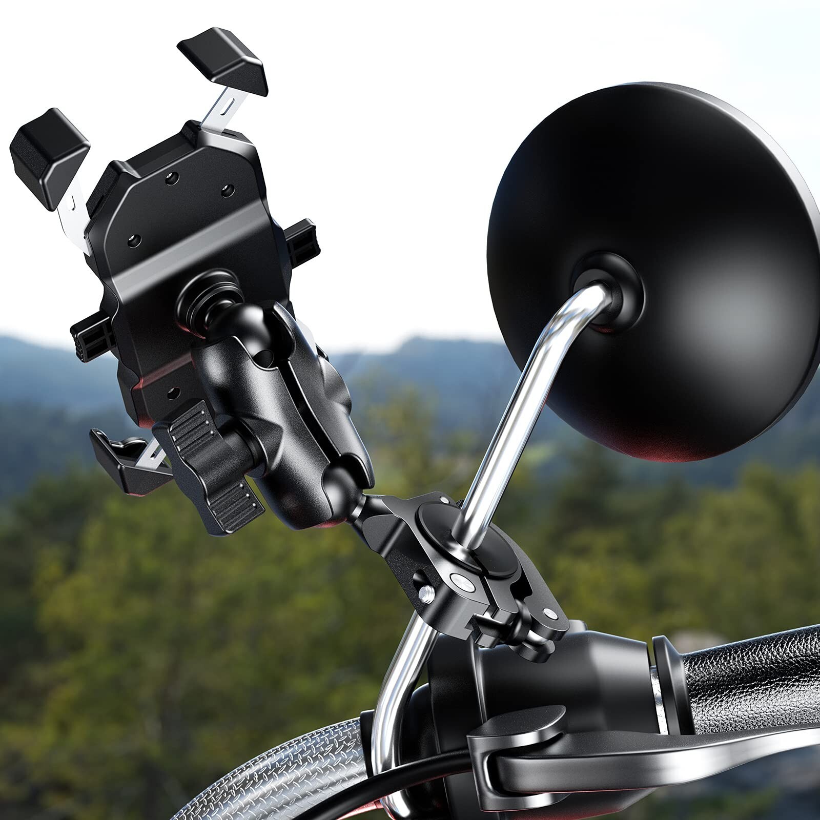 RAM  Ball Mount Base Alloy Handlebar Clamp Mount Base Suitable for Motorcycle