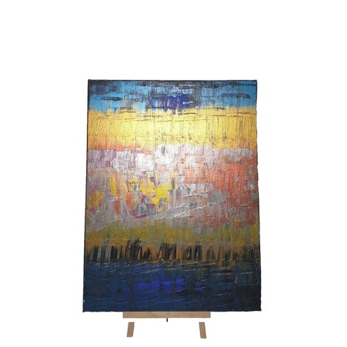 Original Abstract Gold Metallic Turquoise Painting Canvas 18x24