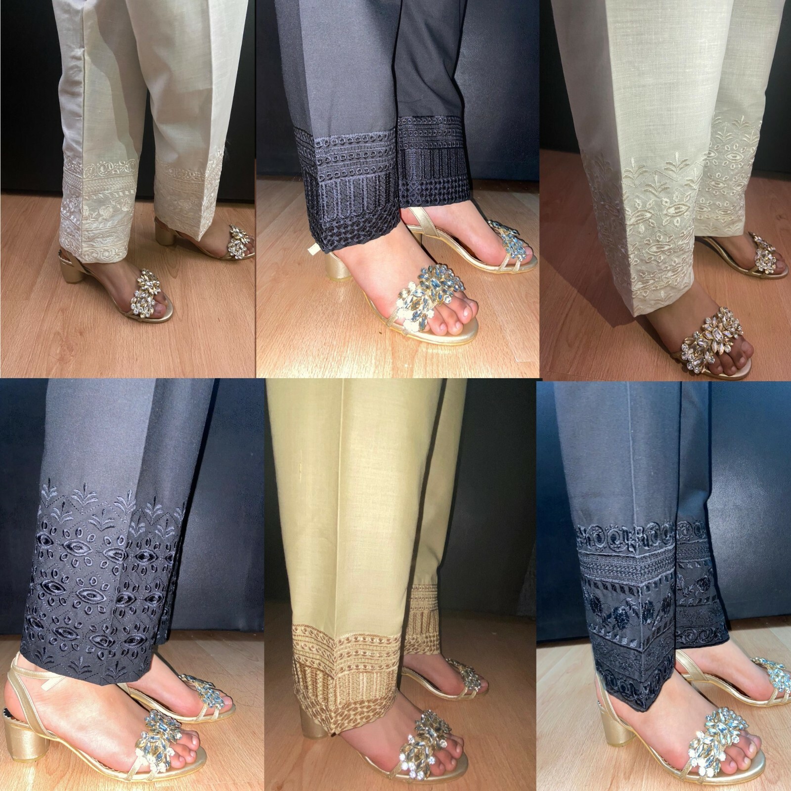 Ladies Trousers Pakistani Indian XS to 7XL Capri Pencil Pants Embroidery Shalwar eBay