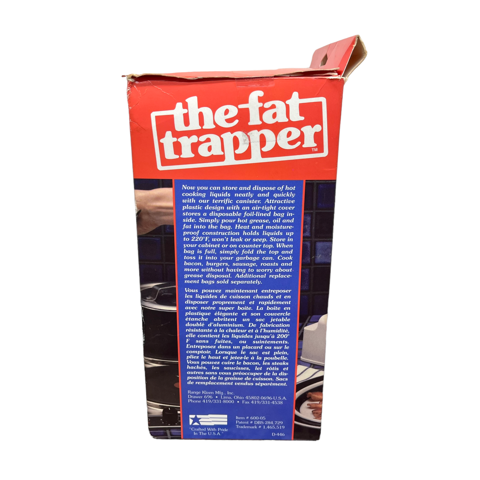 Range Kleen The Fat Trapper Cooking Grease Waste Disposal Container Vintage NEW