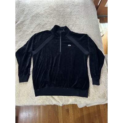 Supreme x Lacoste Velour Half-Zip Track Jacket Black Size L