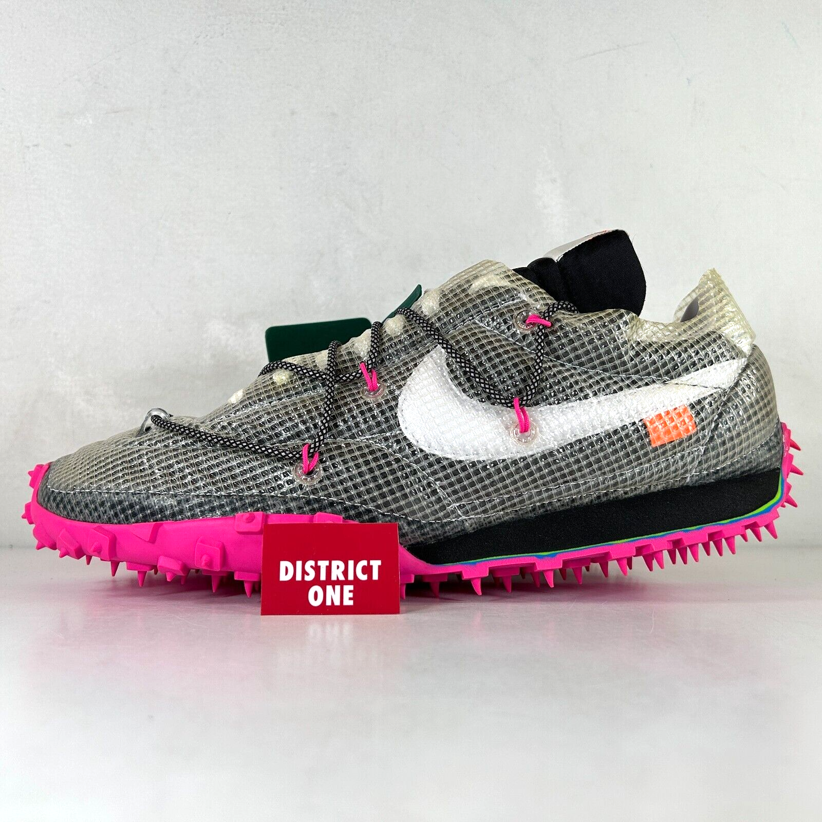 Off White x Wmns Nike Waffle Racer Fuchsia Black - Size 14.5