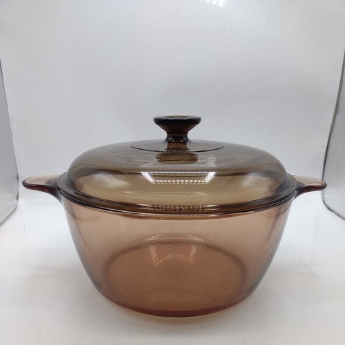 Corning Ware Visions Amber Glass Cookware 4.5L 5Qt Dutch Oven Stock Pot w/ Lid