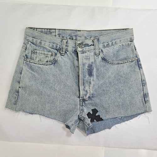 【BAON】Net Cutting Denim Short Pants XL~ Chrome Hearts Denim Cutoff Shorts Jean Shorts Cross Patch